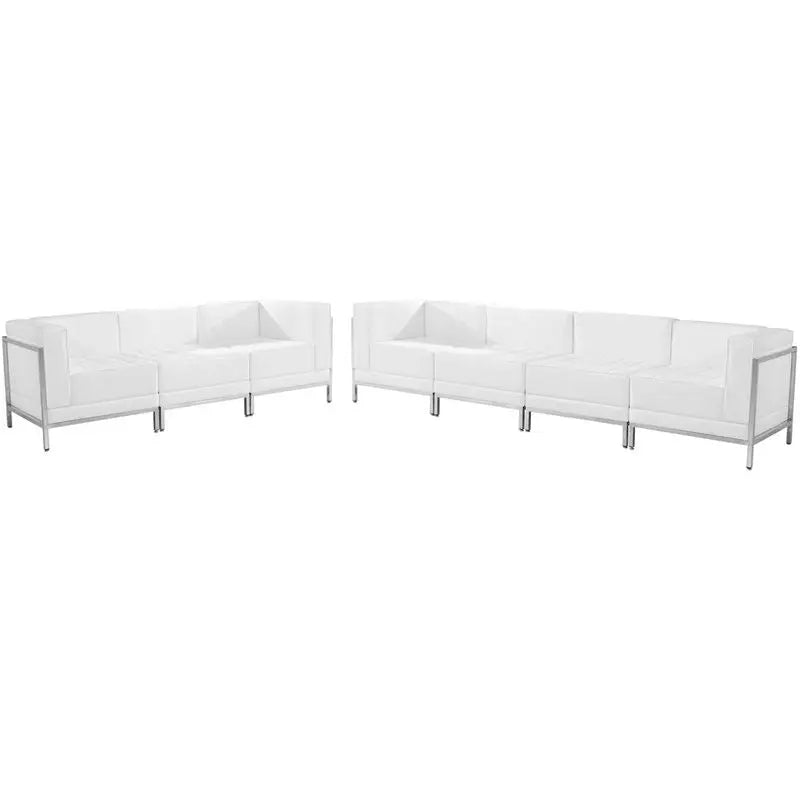 Chancellor "Gwen" White Leather Sofa Set 17, 5pcs iHome Studio