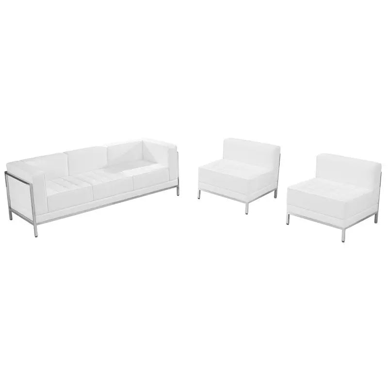 Chancellor "Gwen" White Leather Sofa & Chair Set 13, 3pcs iHome Studio