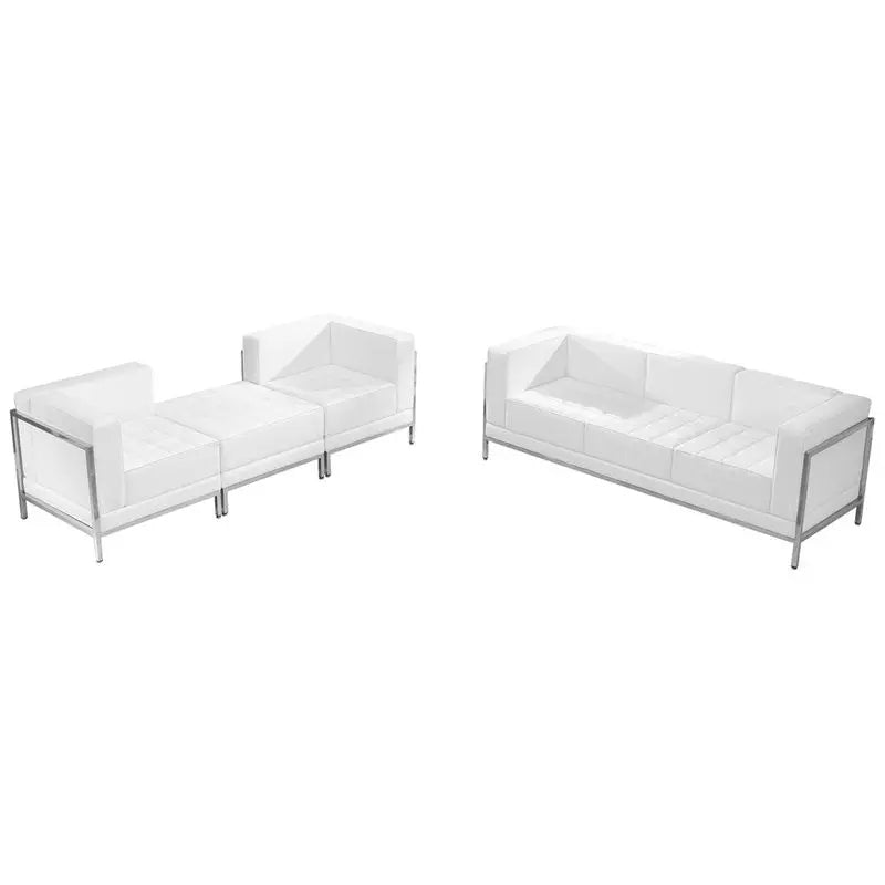 Chancellor "Gwen" White Leather Sofa & Lounge Chair Set 15, 4pcs iHome Studio