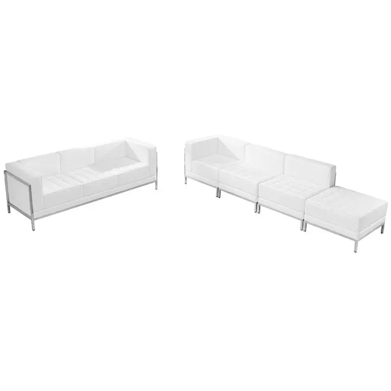 Chancellor "Gwen" White Leather Sofa & Lounge Chair Set 16, 5pcs iHome Studio