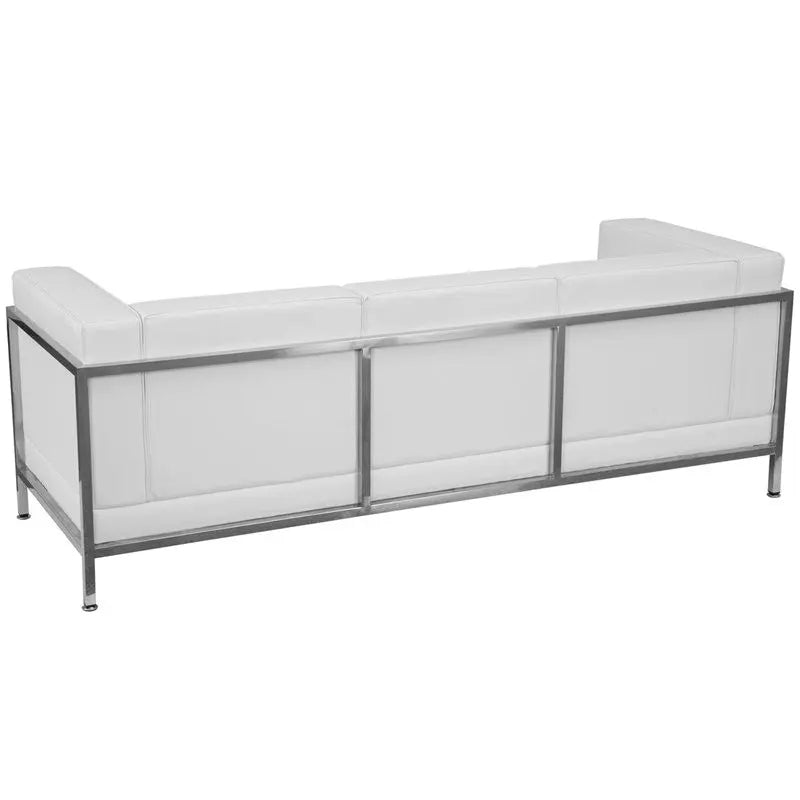Chancellor "Gwen" White Leather Sofa with Encasing Frame iHome Studio