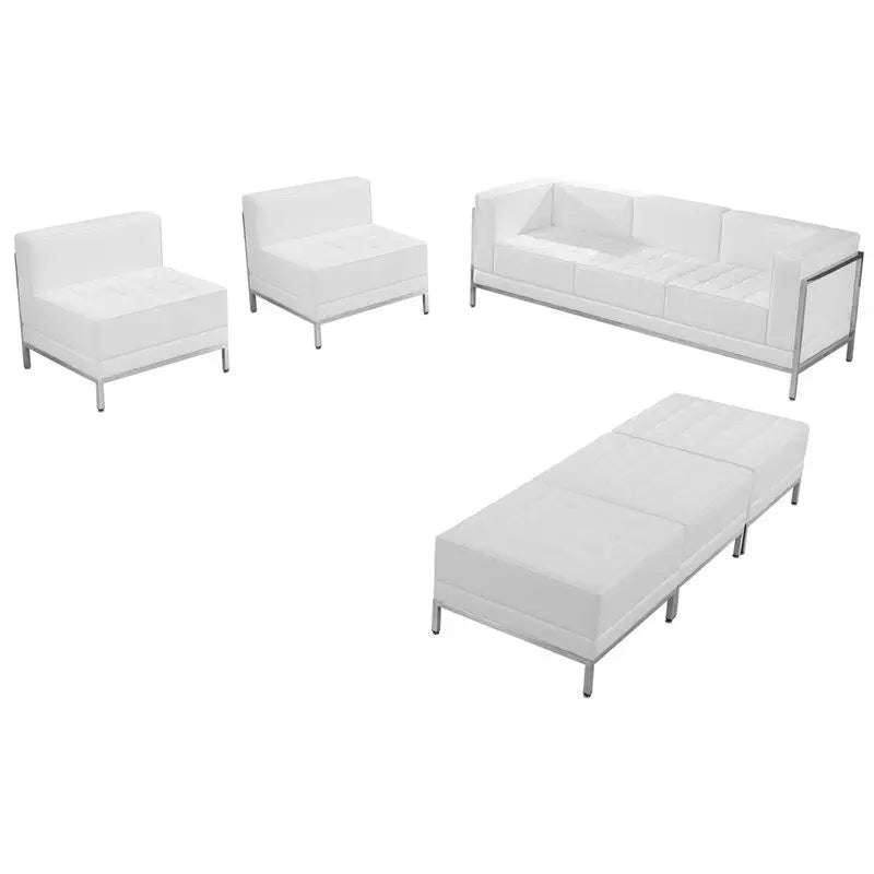 Chancellor "Gwen" White Leather Sofa, Chair & Ottoman Set 20, 3pcs iHome Studio