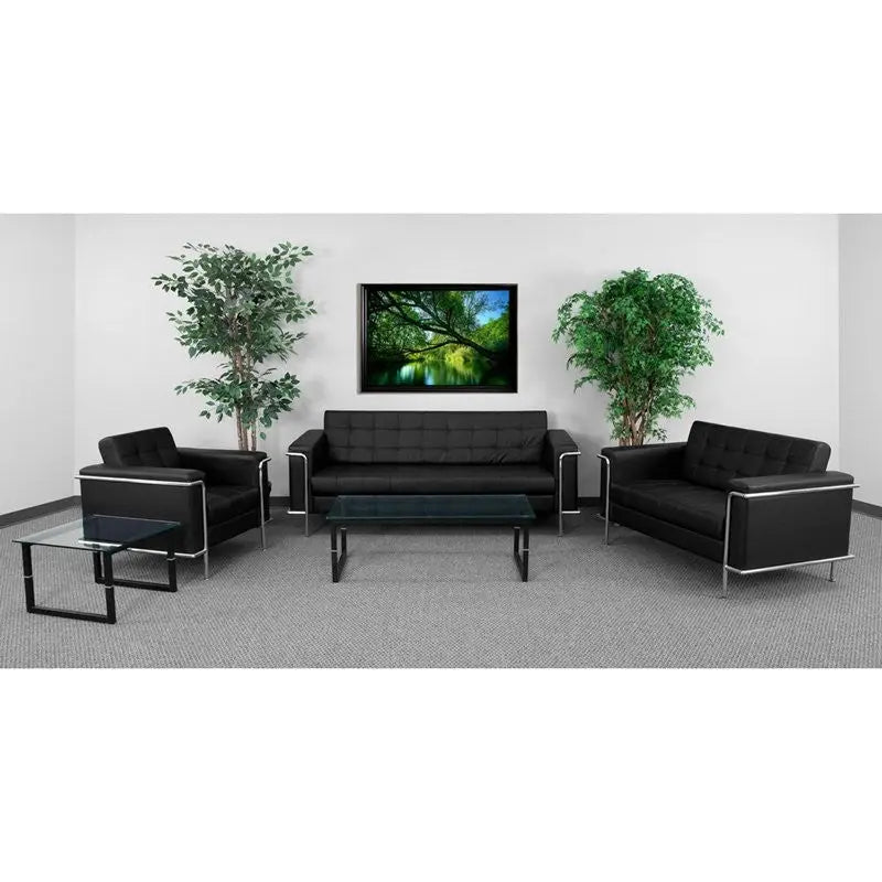 Chancellor "Irma" Black Leather Sofa Set iHome Studio