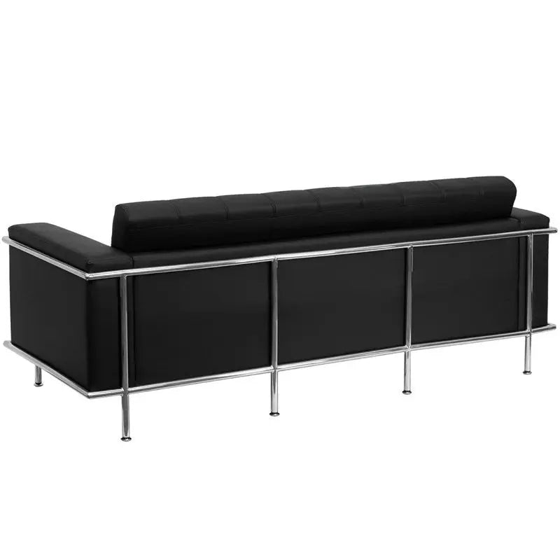 Chancellor "Irma" Black Leather Sofa with Encasing Frame iHome Studio
