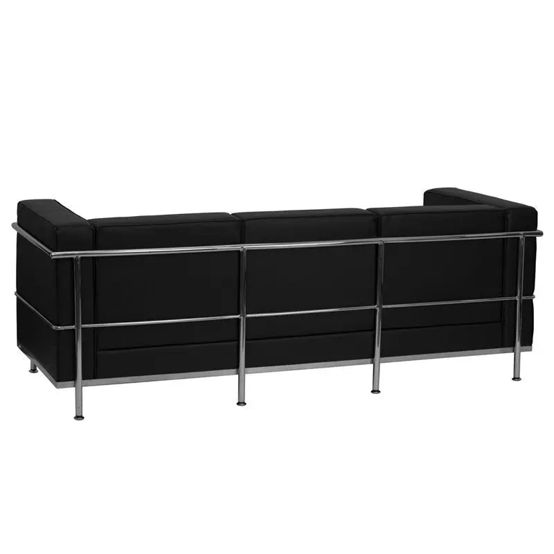 Chancellor "Jacy" Black Leather Sofa with Encasing Frame iHome Studio