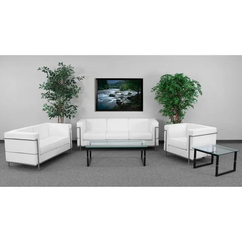 Chancellor "Jacy" White Leather Sofa Set iHome Studio