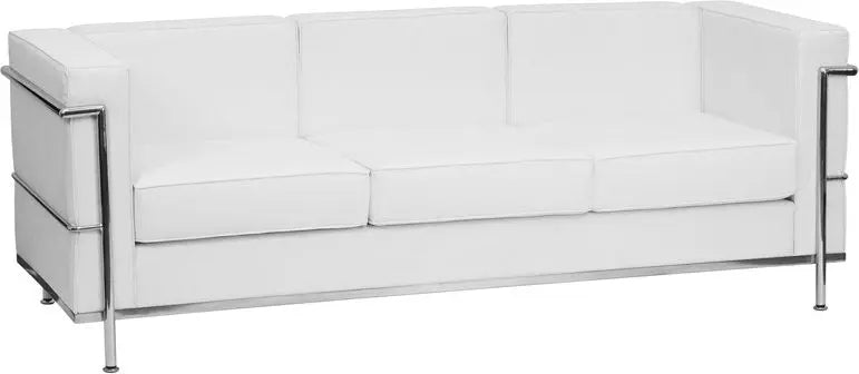 Chancellor "Jacy" White Leather Sofa with Encasing Frame iHome Studio