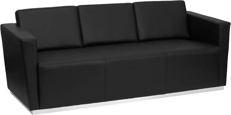 Chancellor "Jade" Black Leather Sofa with Stainless Steel Base iHome Studio
