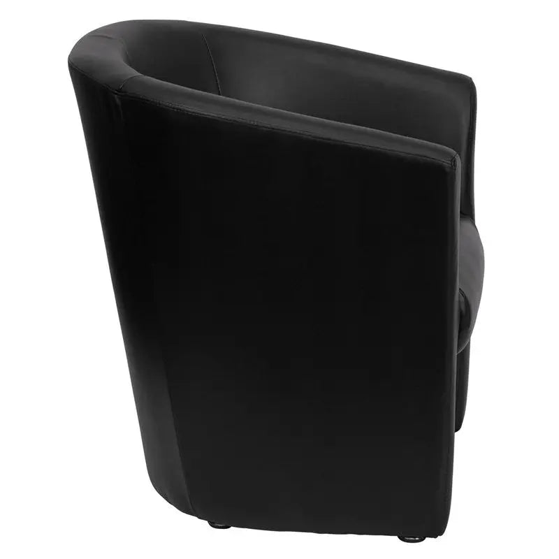 Chancellor Black Leather Barrel-Shaped Reception/Guest Chair, Sloping Arms iHome Studio