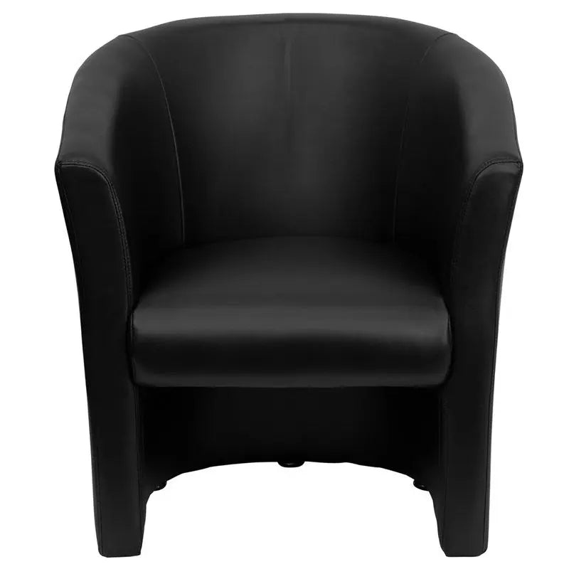 Chancellor Black Leather Barrel-Shaped Reception/Guest Chair, Sloping Arms iHome Studio