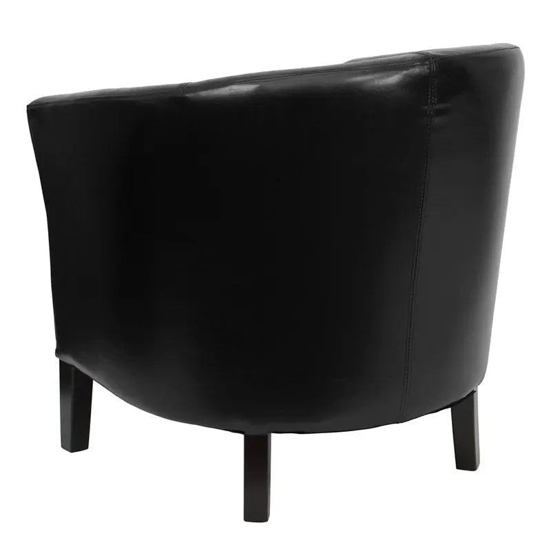 Chancellor Black Leather Barrel Shaped Reception/Guest Chair, Sloping Arms iHome Studio
