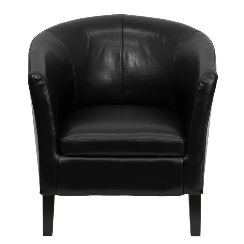 Chancellor Black Leather Barrel Shaped Reception/Guest Chair, Sloping Arms iHome Studio