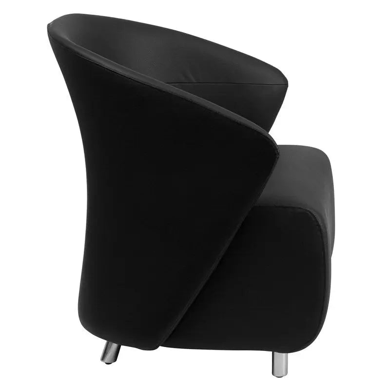 Chancellor Black Leather Lounge Chair w/Taut Seat and Back, Curved Arms iHome Studio