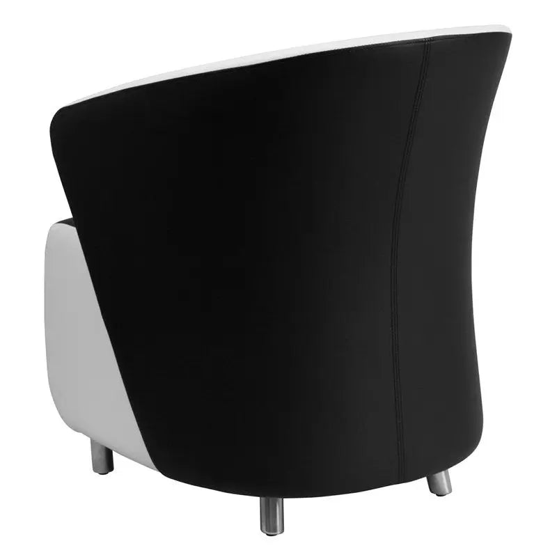 Chancellor Black Leather Lounge Chair with White Detailing & Curved Arms iHome Studio