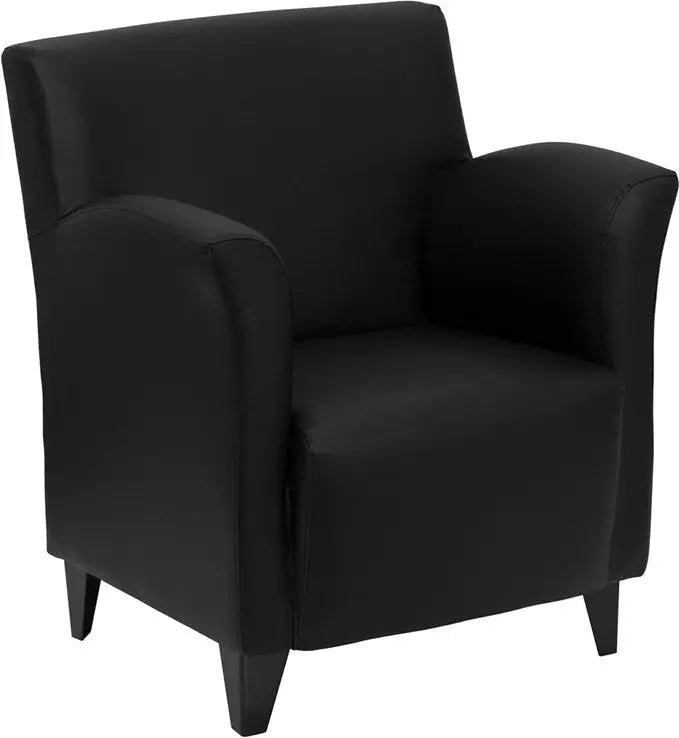 Chancellor Black Leather Reception/Guest Lounge Chair iHome Studio