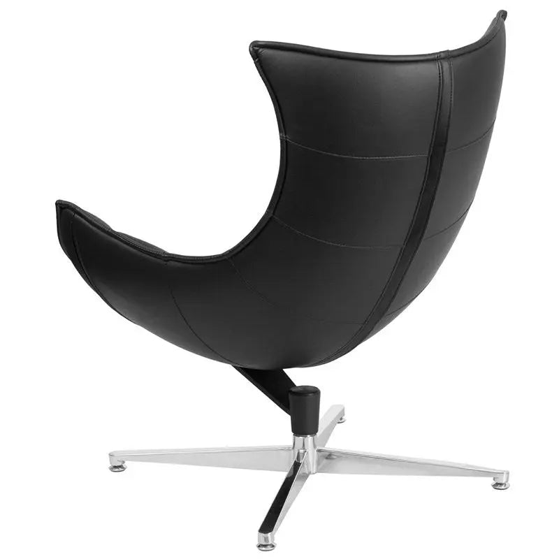 Chancellor Black Leather Swivel Modern Reception/Guest Cocoon Chair iHome Studio