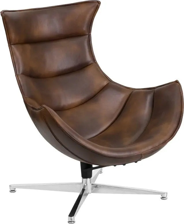 Chancellor Bomber Jacket Leather Swivel Modern Reception/Guest Cocoon Chair iHome Studio