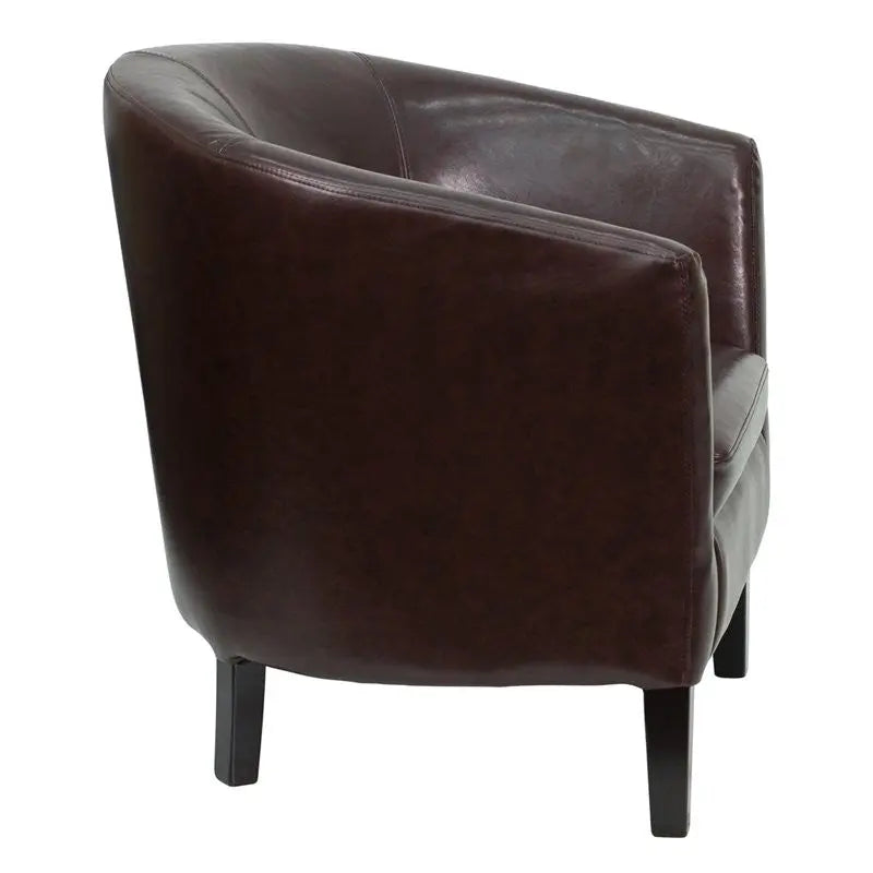 Chancellor Brown Leather Barrel Shaped Reception/Guest Chair, Sloping Arms iHome Studio