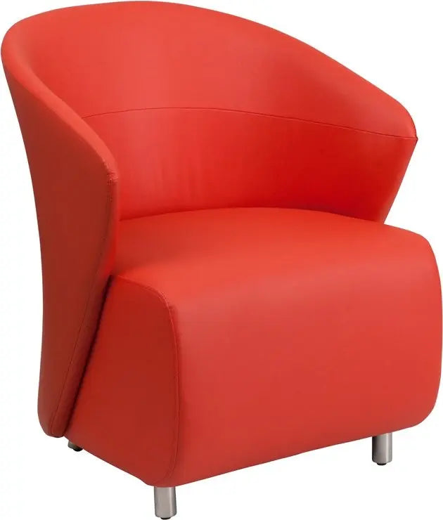 Chancellor Red Leather Lounge Chair w/Taut Seat and Back, Curved Arms iHome Studio