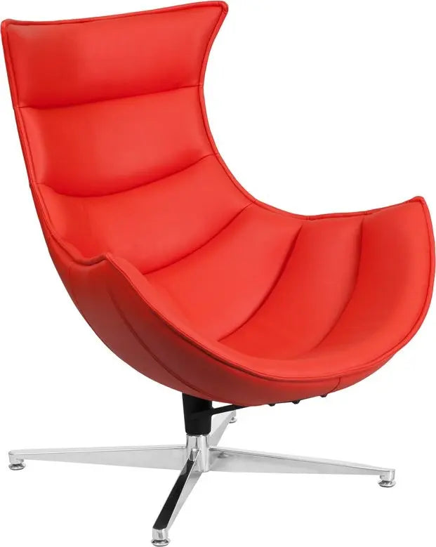 Chancellor Red Leather Swivel Modern Reception/Guest Cocoon Chair iHome Studio