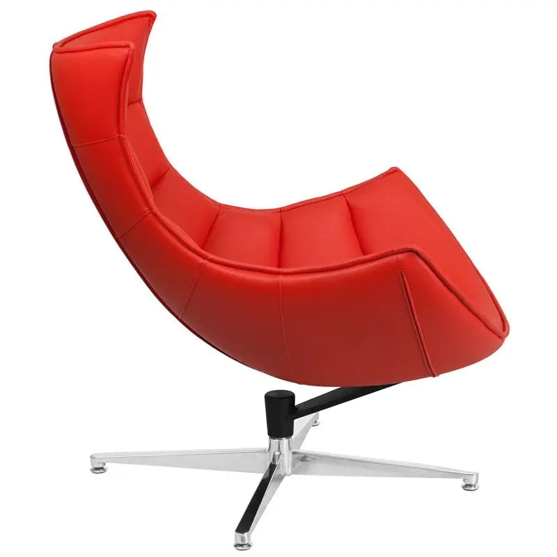 Chancellor Red Leather Swivel Modern Reception/Guest Cocoon Chair iHome Studio