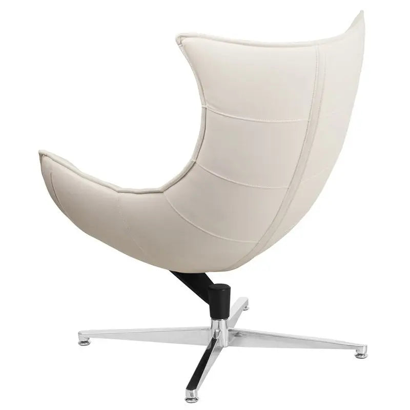 Chancellor White Leather Swivel Modern Reception/Guest Cocoon Chair iHome Studio