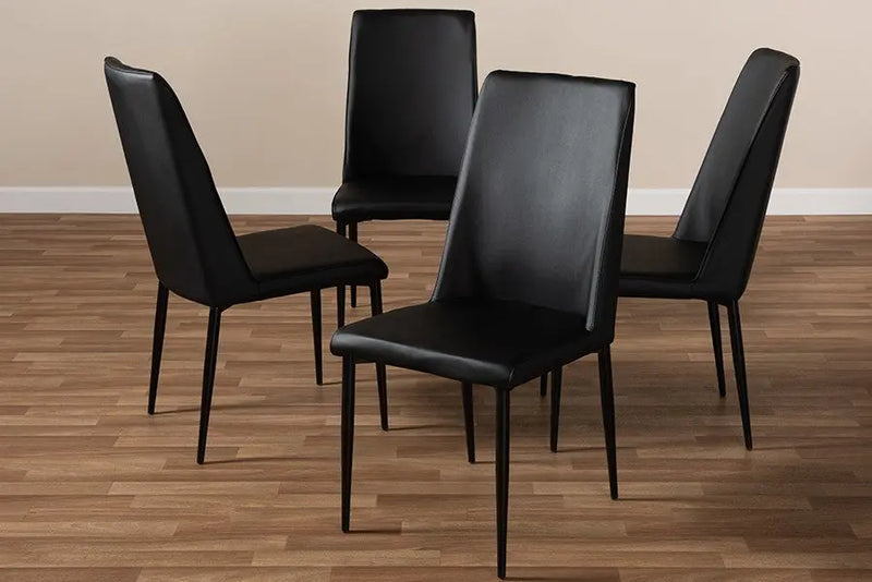 Chandelle Black Faux Leather Upholstered Dining Chair - 4pcs iHome Studio