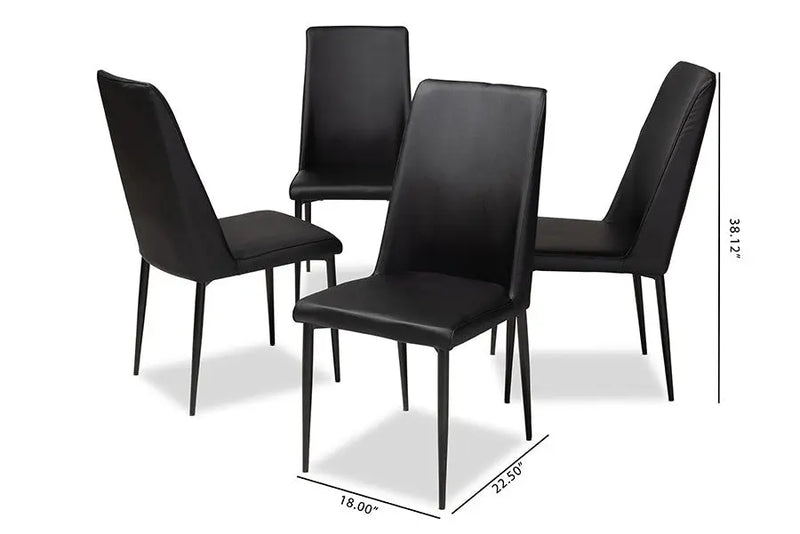 Chandelle Black Faux Leather Upholstered Dining Chair - 4pcs iHome Studio