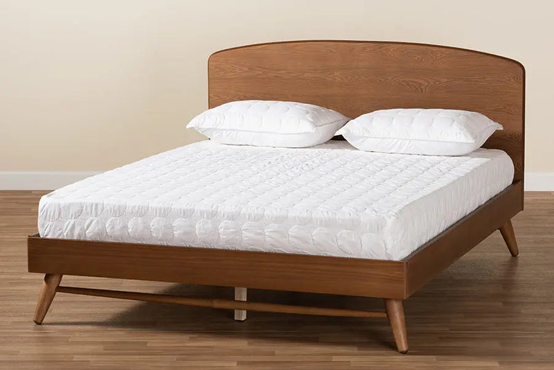 Chester Walnut Brown Finished Wood Platform Bed (Queen) iHome Studio