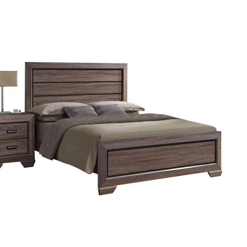 Clarissa King Bed w/Raised Molding Trim & Grooved Panels, Weathered Gray Grain iHome Studio