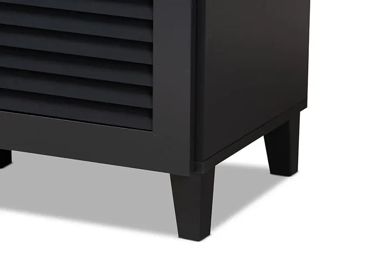Clevedon Dark Grey Finished 11-Shelf Wood Shoe Storage Cabinet w/Drawer iHome Studio