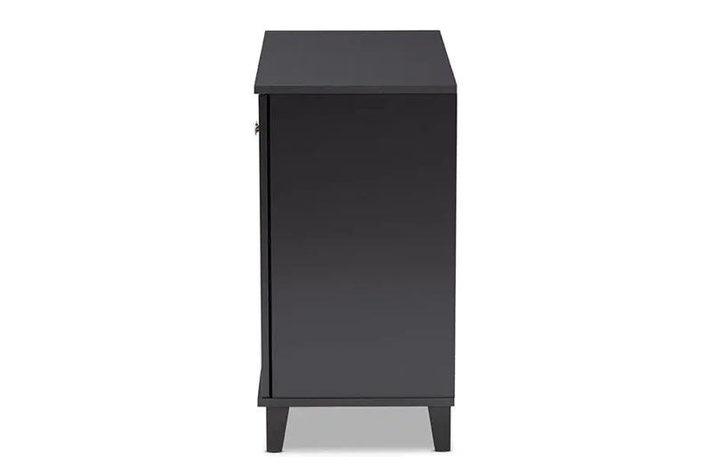 Clevedon Dark Grey Finished 4-Shelf Wood Shoe Storage Cabinet iHome Studio