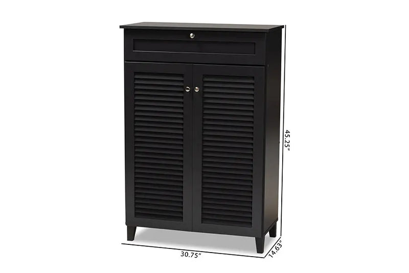 Clevedon Dark Grey Finished 5-Shelf Wood Shoe Storage Cabinet w/Drawer iHome Studio