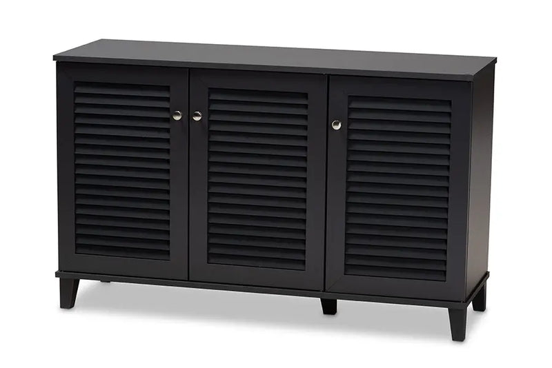 Clevedon Dark Grey Finished 8-Shelf Wood Shoe Storage Cabinet iHome Studio