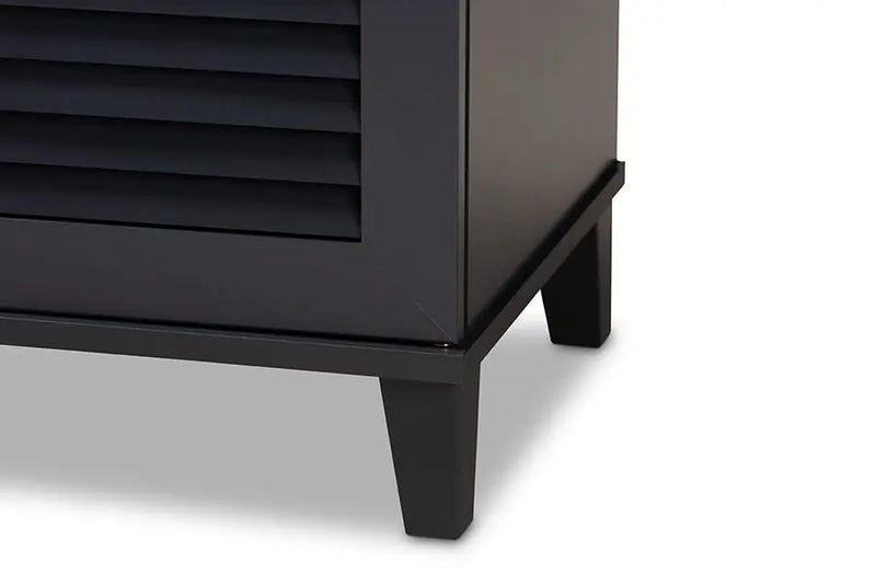 Clevedon Dark Grey Finished 8-Shelf Wood Shoe Storage Cabinet iHome Studio