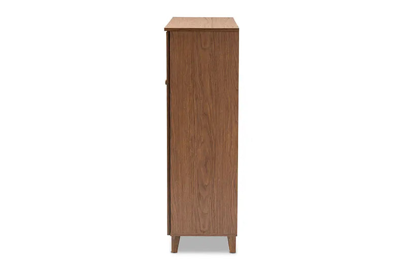 Clevedon Walnut Finished 11-Shelf Wood Shoe Storage Cabinet w/Drawer iHome Studio