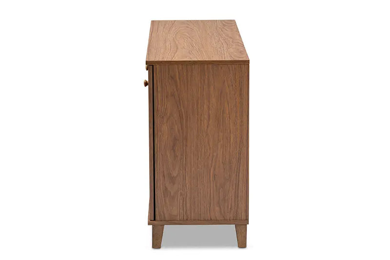 Clevedon Walnut Finished 3-Door, 8-Shelf Wood Shoe Storage Cabinet iHome Studio