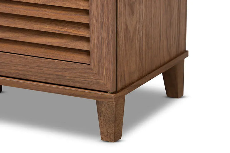 Clevedon Walnut Finished 3-Door, 8-Shelf Wood Shoe Storage Cabinet iHome Studio
