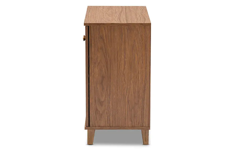 Clevedon Walnut Finished 4-Shelf Wood Shoe Storage Cabinet iHome Studio