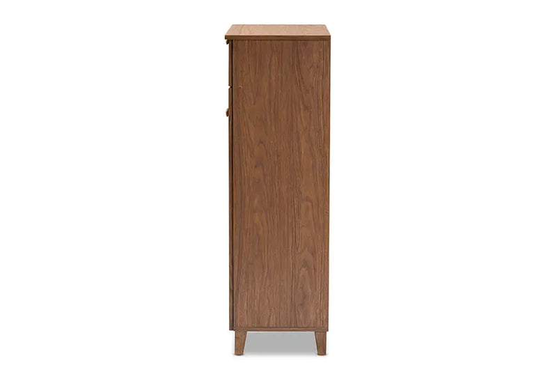 Clevedon Walnut Finished 5-Shelf Wood Shoe Storage Cabinet w/Drawer iHome Studio