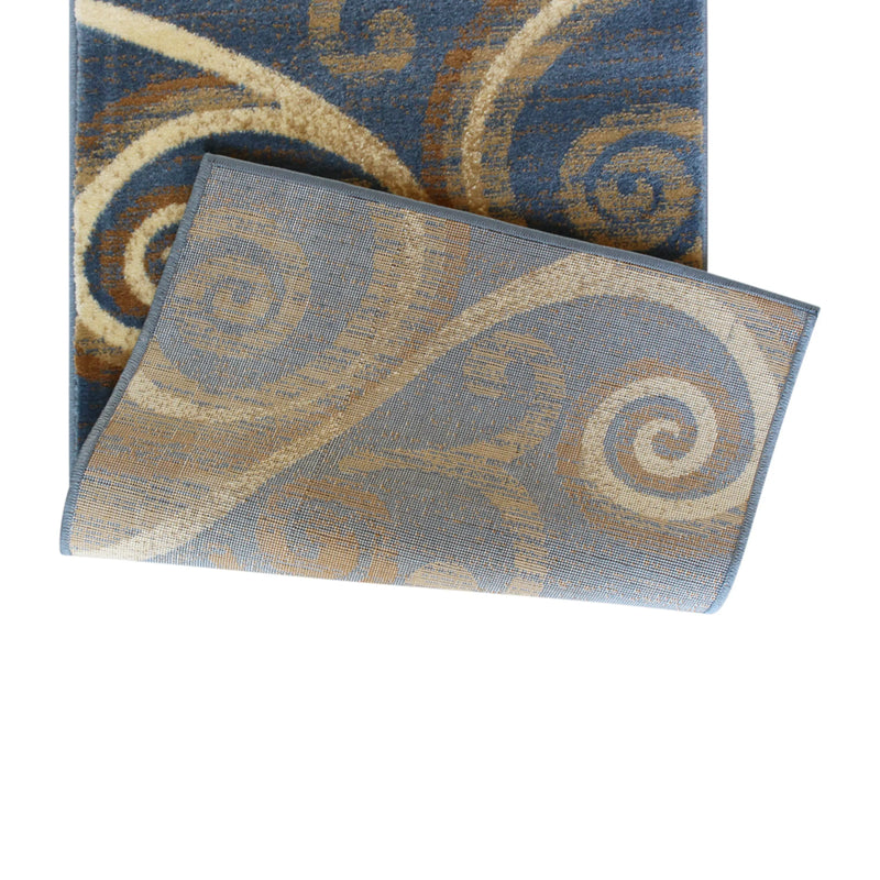 Clifton Collection 2' x 11' Blue Abstract Area Rug - Olefin Rug with Jute Backing iHome Studio