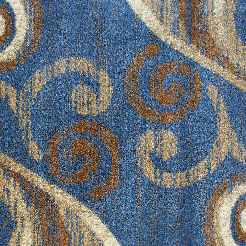 Clifton Collection 2' x 11' Blue Abstract Area Rug - Olefin Rug with Jute Backing iHome Studio