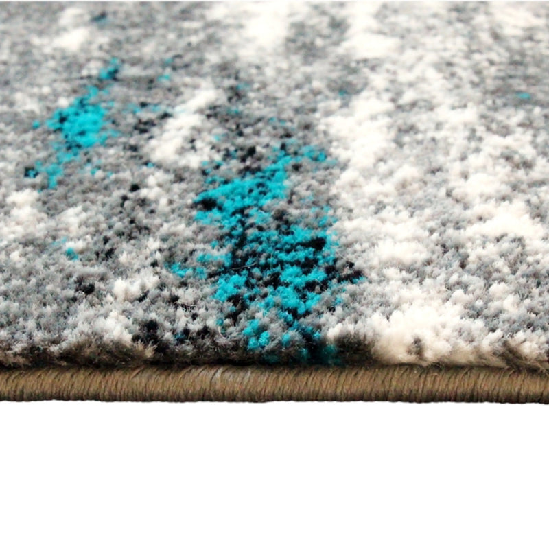 Clifton Collection 2' x 11' Distressed Turquoise Olefin Area Rug with Jute Backing iHome Studio