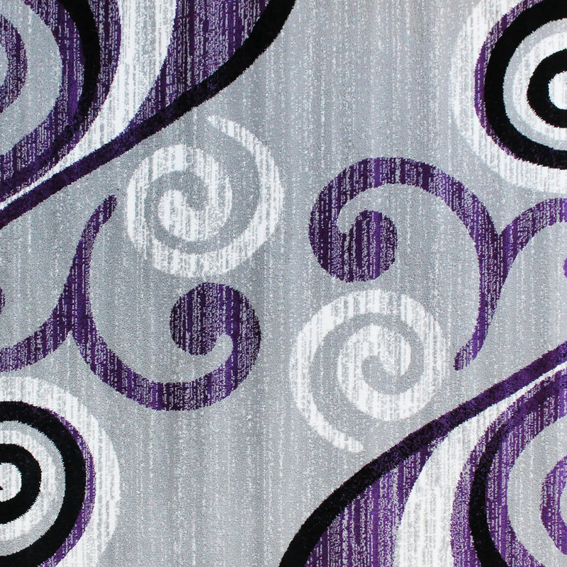 Clifton Collection 2' x 11' Purple Abstract Area Rug - Olefin Rug with Jute Backing iHome Studio