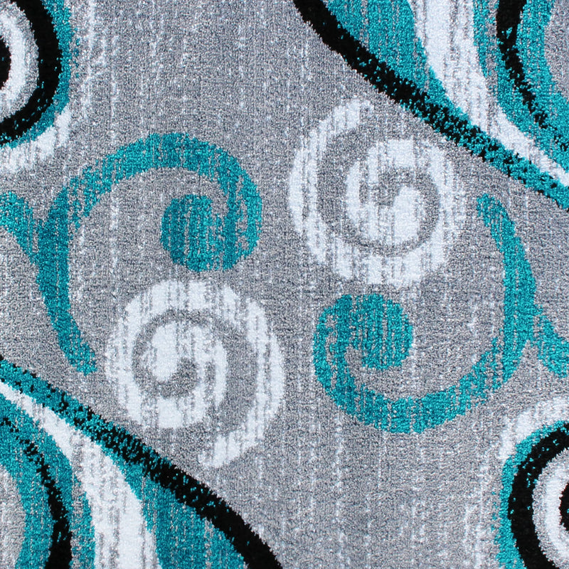 Clifton Collection 2' x 11' Turquoise Abstract Area Rug - Olefin Rug with Jute Backing iHome Studio