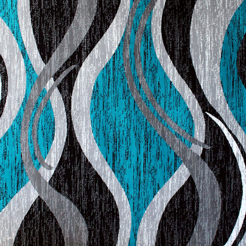 Clifton Collection 2' x 11' Turquoise Rippled Olefin Area Rug with Jute Backing iHome Studio