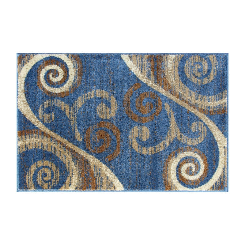 Clifton Collection 2' x 3' Blue Abstract Area Rug - Olefin Rug with Jute Backing iHome Studio