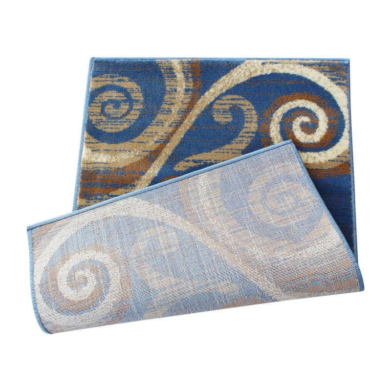 Clifton Collection 2' x 3' Blue Abstract Area Rug - Olefin Rug with Jute Backing iHome Studio