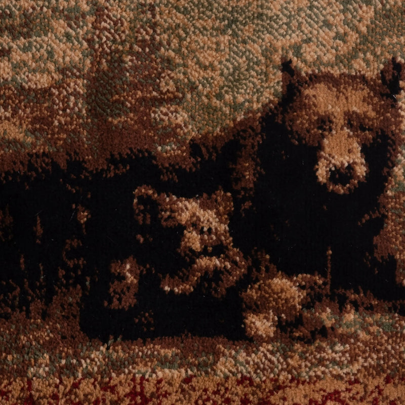 Clifton Collection 2' x 3' Mother Bear & Cubs Nature Themed Olefin Area Rug with Jute Backing iHome Studio