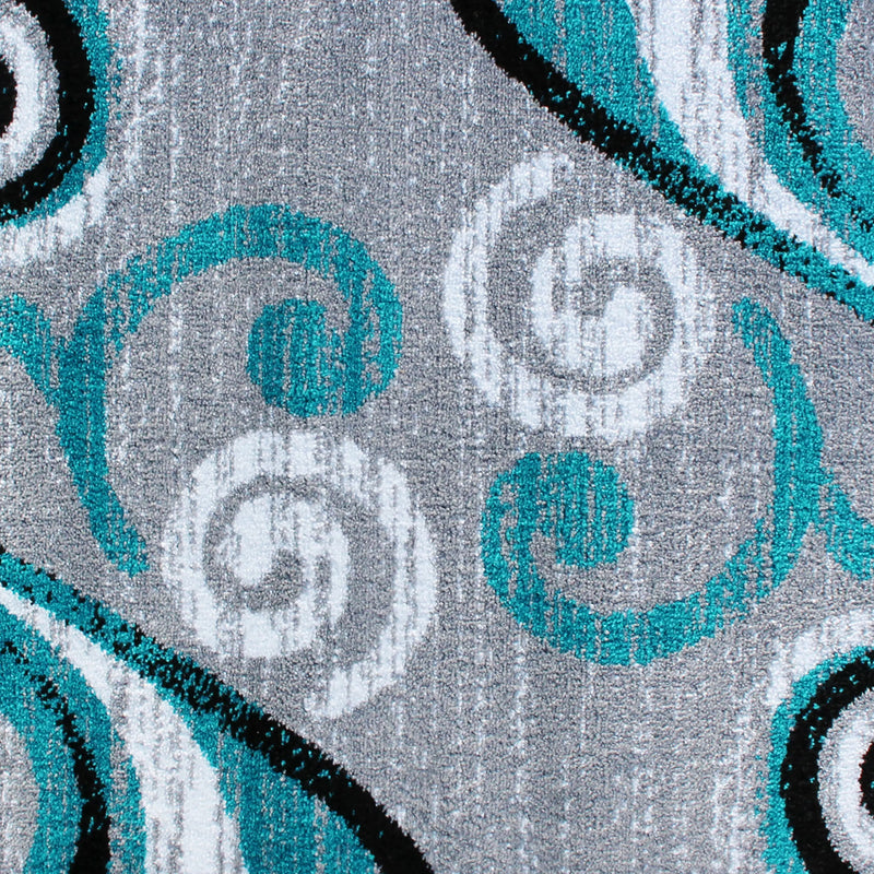 Clifton Collection 2' x 3' Turquoise Abstract Area Rug - Olefin Rug with Jute Backing iHome Studio